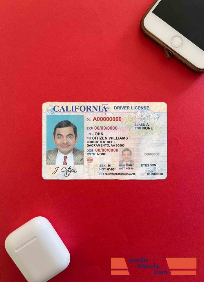 USA California driver license photolook FRONT PSD template